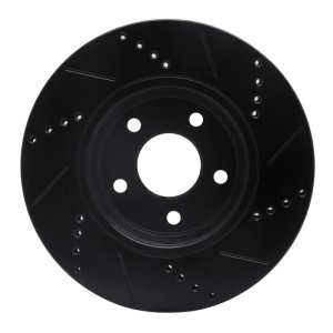 Chevrolet Malibu Brake Rotor (1) - Front Left - R1 Concepts - Drilled & Slotted - Black - `04-`12